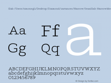 Slab /Users/simonegli/Desktop/Diamond/instances/Narrow/SeanSlab-NarrowMedium.ufo Version Version Beta 1.0 Font Sample
