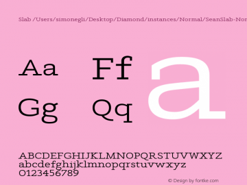 Slab /Users/simonegli/Desktop/Diamond/instances/Normal/SeanSlab-NormalSemibold.ufo Version Version Beta 1.0 Font Sample