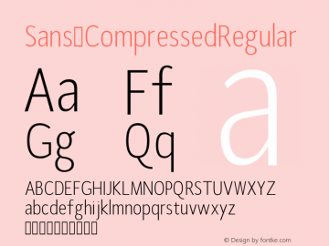 Sans CompressedRegular Version Version 1.0 Font Sample