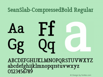 SeanSlab-CompressedBold Regular Version 0.000;PS 0.0;hotconv 1.0.72;makeotf.lib2.5.5900 DEVELOPMENT Font Sample