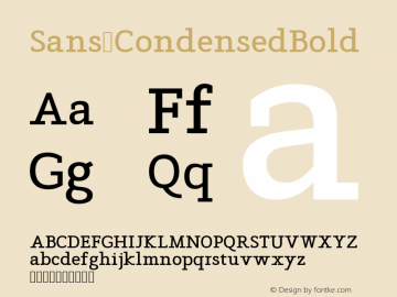 Sans CondensedBold Version Version 1.0 Font Sample
