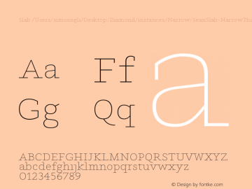 Slab /Users/simonegli/Desktop/Diamond/instances/Narrow/SeanSlab-NarrowThin.ufo Version Version Beta 1.0图片样张