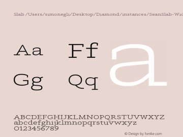 Slab /Users/simonegli/Desktop/Diamond/instances/SeanSlab-WideMedium.ufo Version Version Beta 1.0 Font Sample
