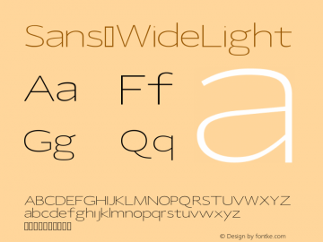 Sans WideLight Version Version 1.0 Font Sample