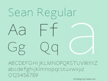 Sean Regular Version 1.000;PS 1.0;hotconv 1.0.70;makeotf.lib2.5.58329 DEVELOPMENT图片样张