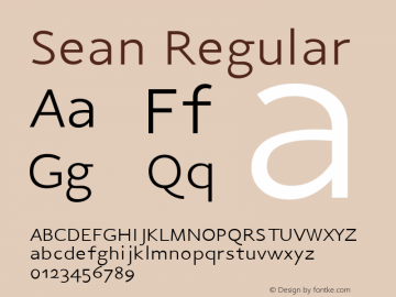 Sean Regular Version 1.000;PS (version unavailable);hotconv 1.0.70;makeotf.lib2.5.58329 DEVELOPMENT图片样张