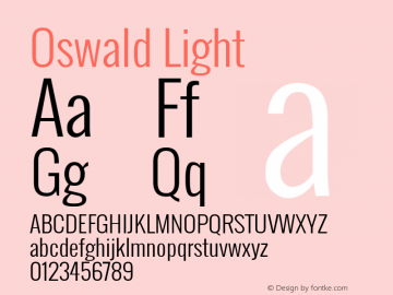 Oswald Light Version ; ttfautohint (v0.92.18-e454-dirty) -l 8 -r 50 -G 200 -x 0 -w 