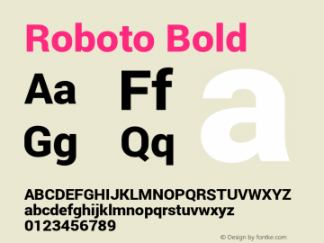 Roboto Bold Version 1.00000; 2013 Font Sample