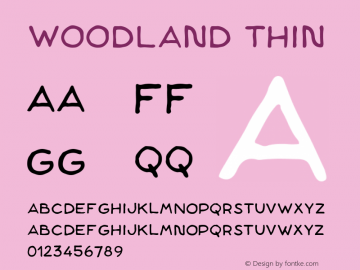 Woodland Thin Version 0.1 Font Sample