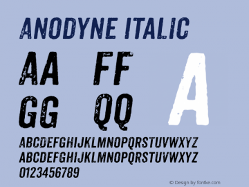 Anodyne Italic Version 1.001 Font Sample