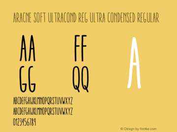 Aracne Soft UltraCond Reg Ultra Condensed Regular Version 1.001 Font Sample