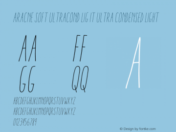 Aracne Soft UltraCond Lig It Ultra Condensed Light Version 1.001 Font Sample