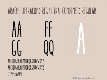 Aracne UltraCond Reg Ultra-condensed Regular Version 1.001 Font Sample