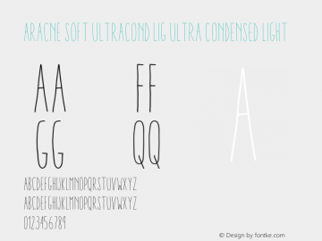 Aracne Soft UltraCond Lig Ultra Condensed Light Version 1.001 Font Sample