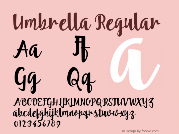 Umbrella Regular Version 001.000 Font Sample