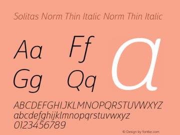Solitas Norm Thin Italic Norm Thin Italic 1.000图片样张