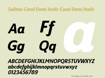 Solitas Cond Demi Italic Cond Demi Italic 1.000 Font Sample