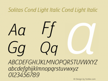 Solitas Cond Light Italic Cond Light Italic 1.000 Font Sample