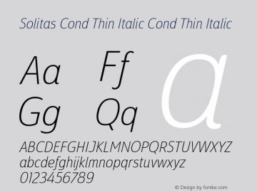 Solitas Cond Thin Italic Cond Thin Italic 1.000 Font Sample