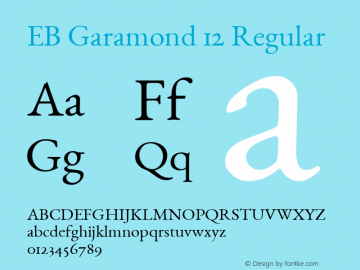 EB Garamond 12 Regular Version 0.016 ; ttfautohint (v0.97) -l 8 -r 50 -G 200 -x 0 -f dflt -w gGD Font Sample