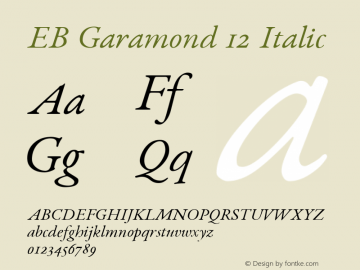 EB Garamond 12 Italic Version 0.016 ; ttfautohint (v0.97) -l 8 -r 50 -G 200 -x 0 -f dflt -w gGD图片样张