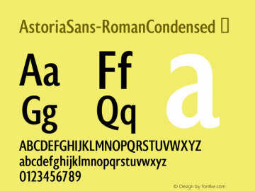 AstoriaSans-RomanCondensed ☞ Version 1.00 2011;com.myfonts.easy.alan-meeks.astoria-sans.cond.wfkit2.version.4n6h图片样张