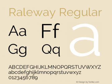 Raleway Regular Version 2.001; ttfautohint (v0.8) -G 200 -r 50图片样张
