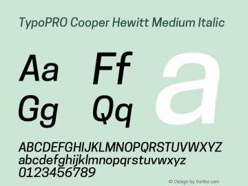 TypoPRO Cooper Hewitt Medium Italic 1.000图片样张