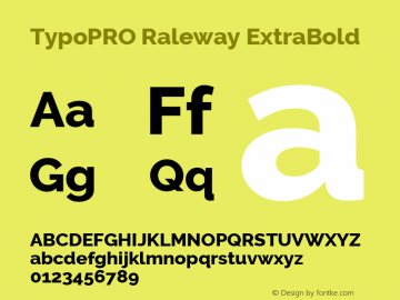TypoPRO Raleway ExtraBold Version 3.000; ttfautohint (v0.96) -l 8 -r 28 -G 28 -x 14 -w 
