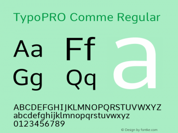 TypoPRO Comme Regular Version 2; ttfautohint (v1.00rc1.2-2d82) -l 6 -r 72 -G 200 -x 0 -D latn -f none -w G Font Sample