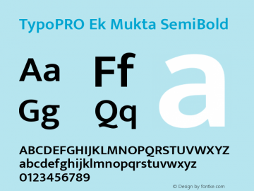 TypoPRO Ek Mukta SemiBold Version 1.2 Font Sample