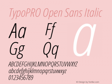 TypoPRO Open Sans Italic Version 1.10 Font Sample