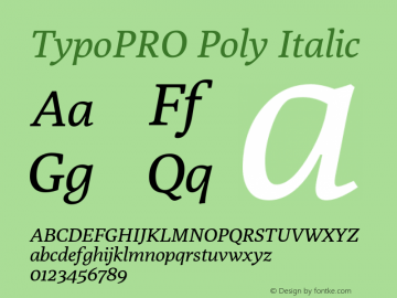 TypoPRO Poly Italic Version 1.003 Font Sample
