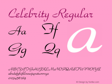 Celebrity Regular Font Version 2.6; Converter Version 1.10图片样张