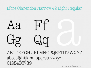 Libre Clarendon Narrow 42 Light Regular Version 1.000;PS 000.044;hotconv 1.0.70;makeotf.lib2.5.58329图片样张