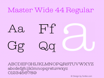 Master Wide 44 Regular Version 1.000;PS 000.044;hotconv 1.0.70;makeotf.lib2.5.58329 Font Sample