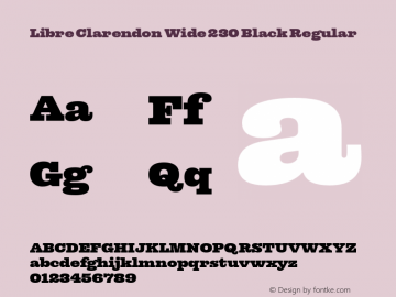 Libre Clarendon Wide 230 Black Regular Version 1.000;PS 000.044;hotconv 1.0.70;makeotf.lib2.5.58329 Font Sample