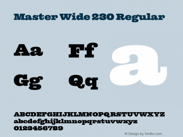 Master Wide 230 Regular Version 1.000;PS 000.044;hotconv 1.0.70;makeotf.lib2.5.58329 Font Sample