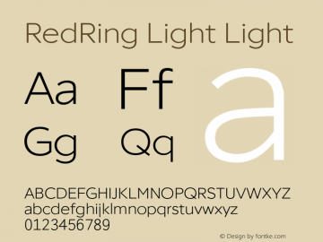 RedRing Light Light Version 1.000 Font Sample