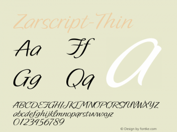 Zarscript-Thin ☞ Version 1.000;com.myfonts.easy.szardesign.zar2-script-thin.regular.wfkit2.version.3Fr2 Font Sample