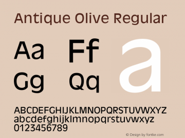 Antique Olive Regular Version 1.3 (Hewlett-Packard) Font Sample