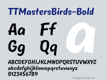TTMastersBirds-Bold ☞ Version 1.000;com.myfonts.easy.type-type.tt-masters.birds-bold.wfkit2.version.4oHn Font Sample