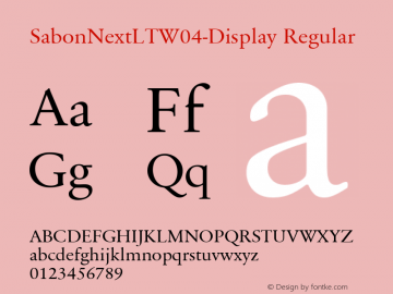 SabonNextLTW04-Display Regular Version 1.20 Font Sample