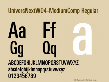 UniversNextW04-MediumComp Regular Version 1.00 Font Sample