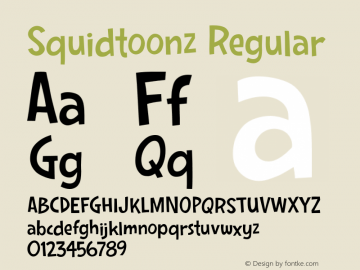 Squidtoonz Regular Version 1.000 Font Sample