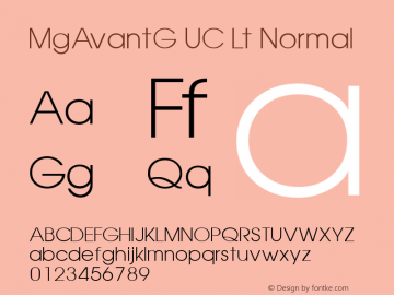 MgAvantG UC Lt Normal Macromedia Fontographer 4.1 23‐04‐97 Font Sample