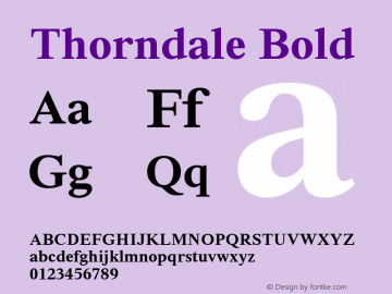 Thorndale Bold Version 1.00 Font Sample