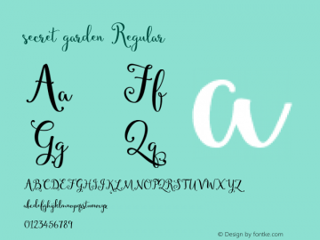 secret garden Regular Version 1.0 Font Sample