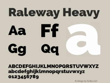 Raleway Heavy Version 2.001; ttfautohint (v0.8) -G 200 -r 50图片样张