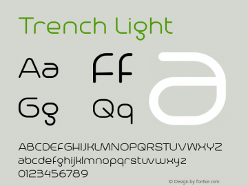 Trench Light Version 1.000 2013 initial release Font Sample